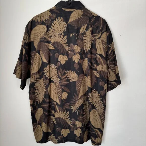 Tommy Bahama Silk Black and Tan Tropical Button Down - Picture 2 of 7
